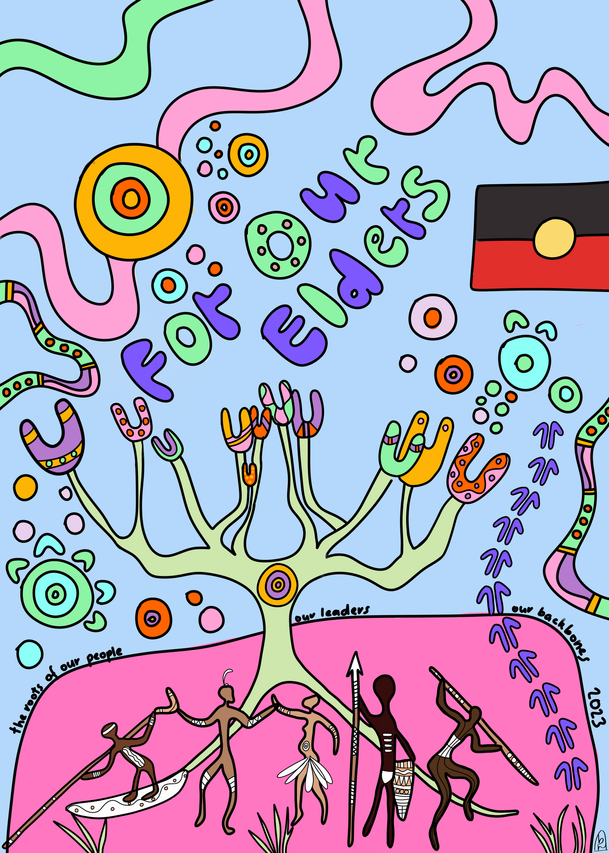 NAIDOC 2023 colour in ‘For Our Elders’ Coloured in to use as example